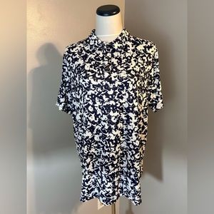Michael Kors men blue and white floral polo size large